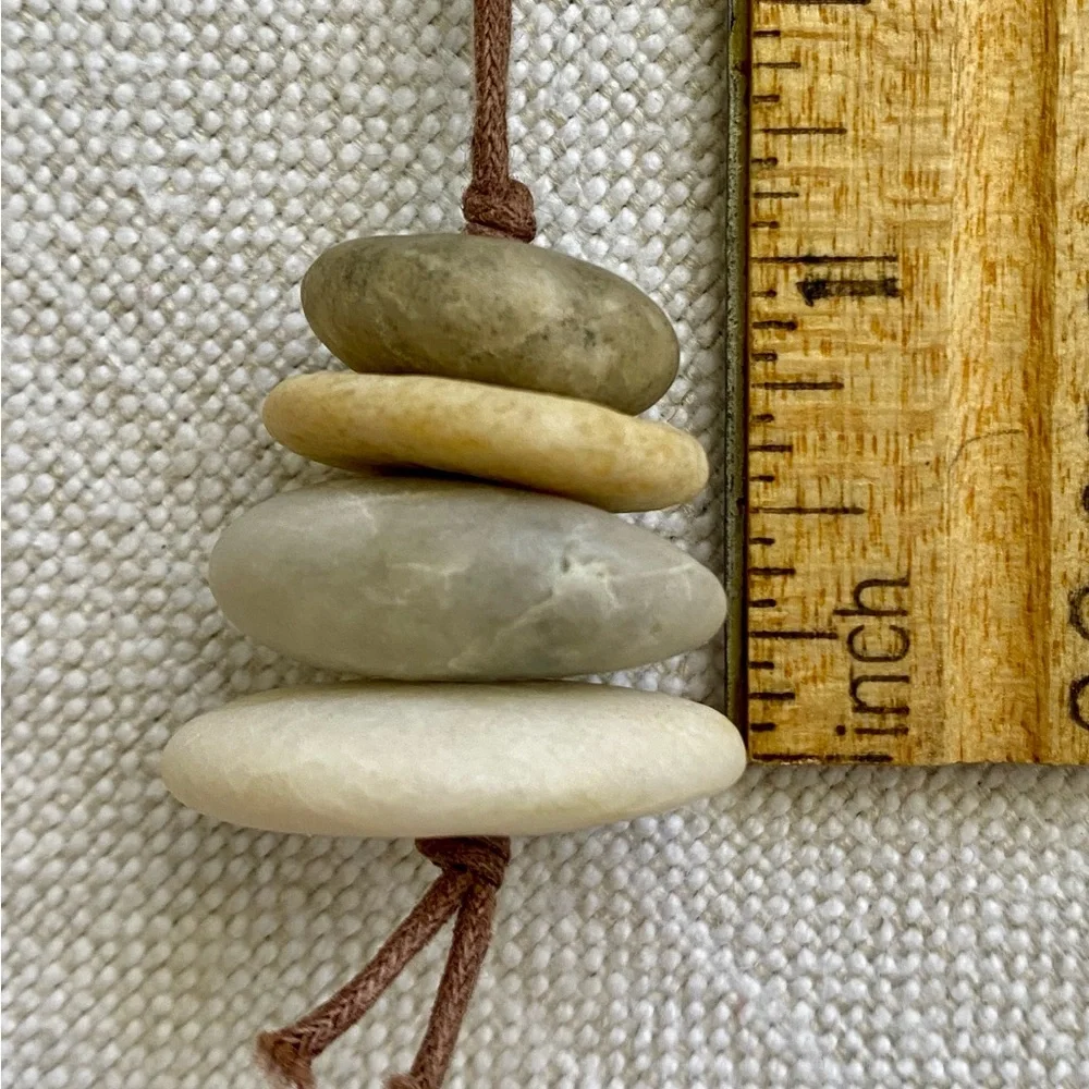 Tan and Cream Stacked Stone Necklace - Picture 3 of 3
